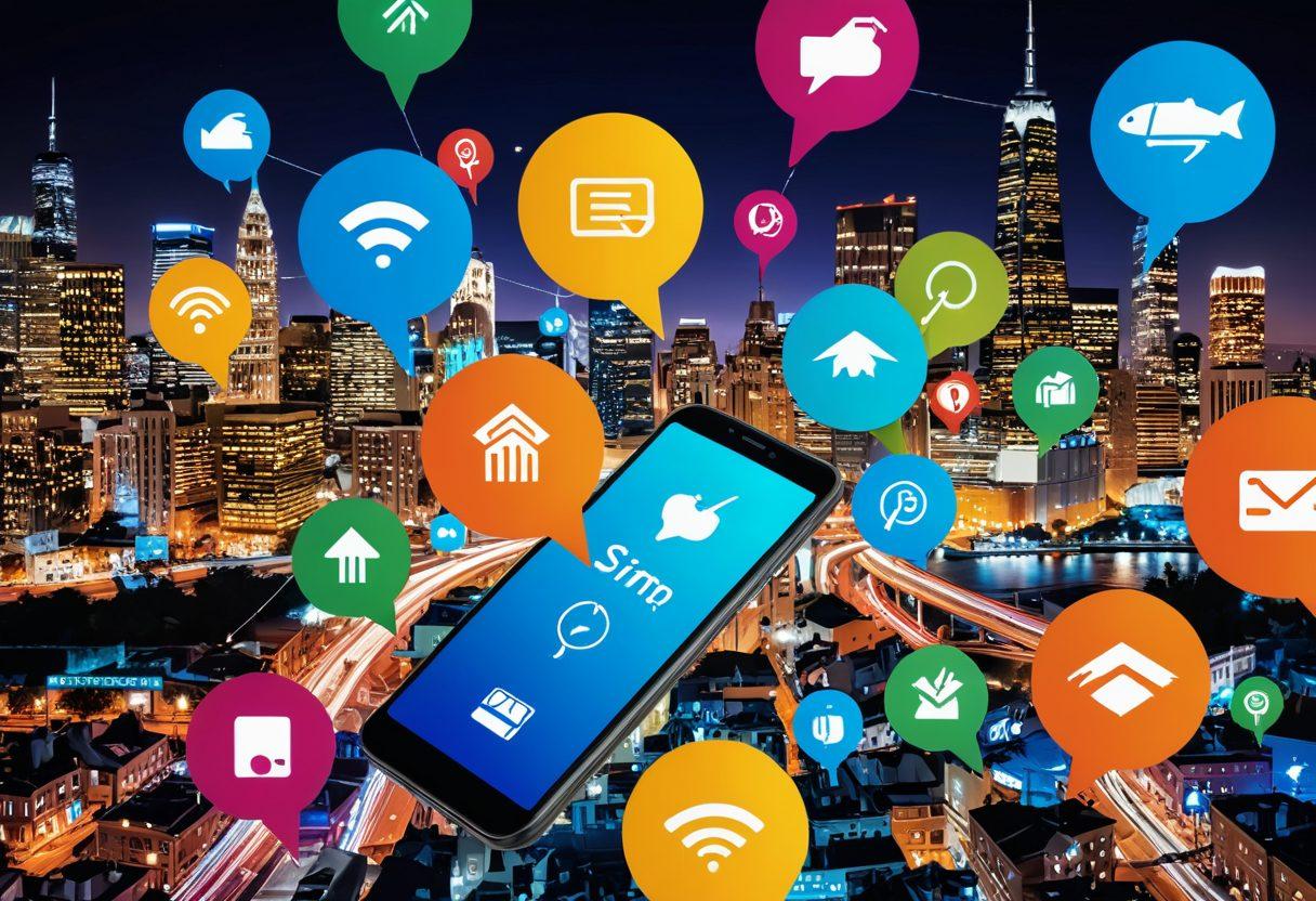 A collage showing a sleek smartphone transitioning from a prepaid to a postpaid plan, symbolized by different SIM cards and data plan icons. In the background, urban landscapes with seamless connectivity, vibrant networks, and people enjoying robust mobile services. Dynamic arrows and glowing effects to represent the transition and connectivity. Super-realistic. Vibrant colors. Modern aesthetic.